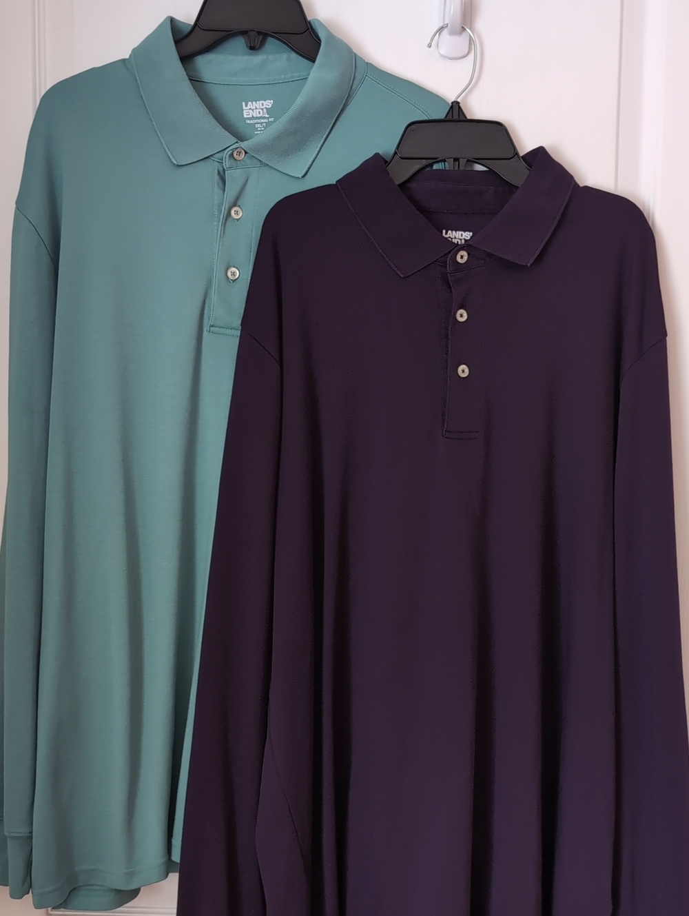 Land's End Traditional Fit Long Sleeve Polo Shirts. Size 2XL. Like New